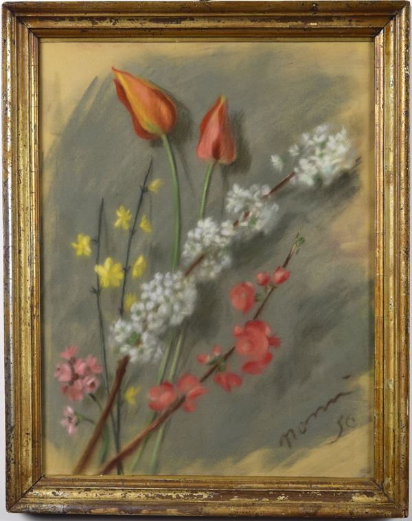 Francesco Nonni - Fiori di pesco e tulipani