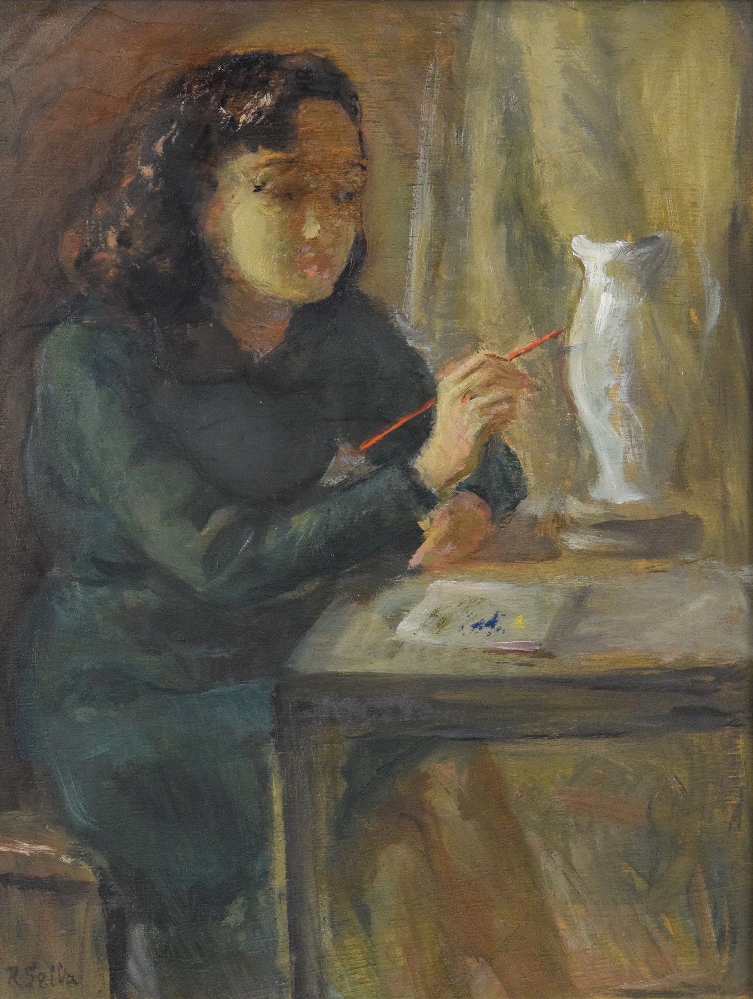 Coppia di quadri con figure femminili