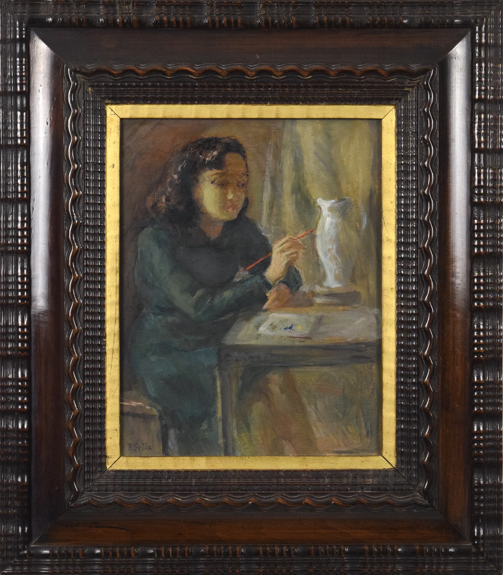 Coppia di quadri con figure femminili