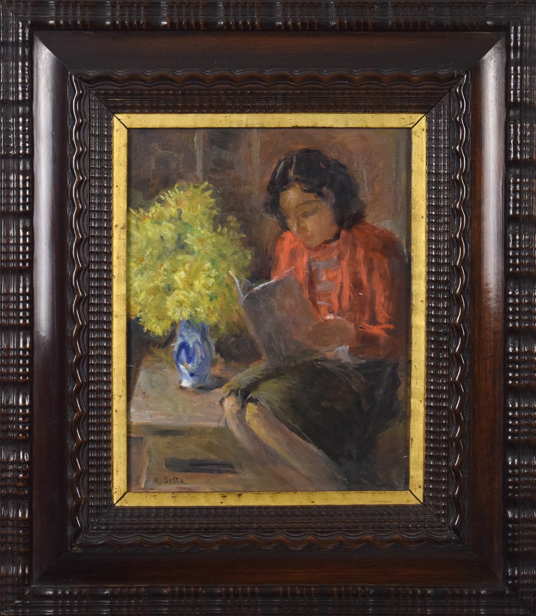 Coppia di quadri con figure femminili