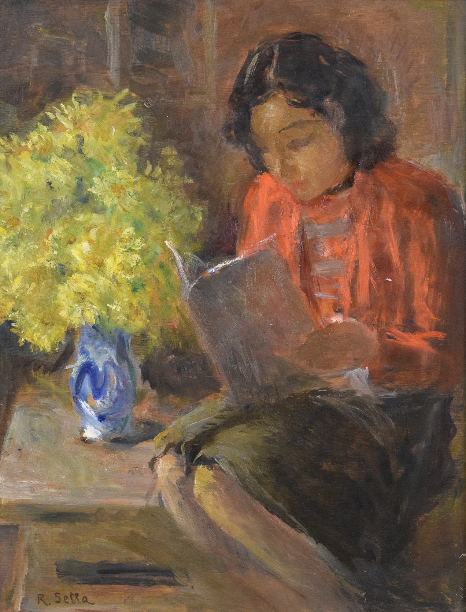 Coppia di quadri con figure femminili