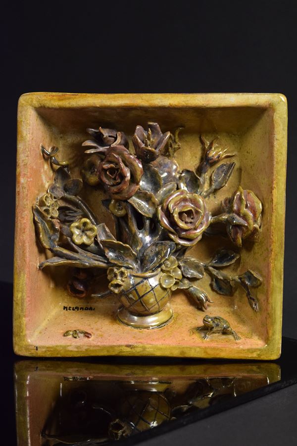 Pietro  Melandri - Vassoio con fiori