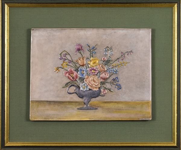 Pietro  Melandri - Pannello con vaso di fiori
