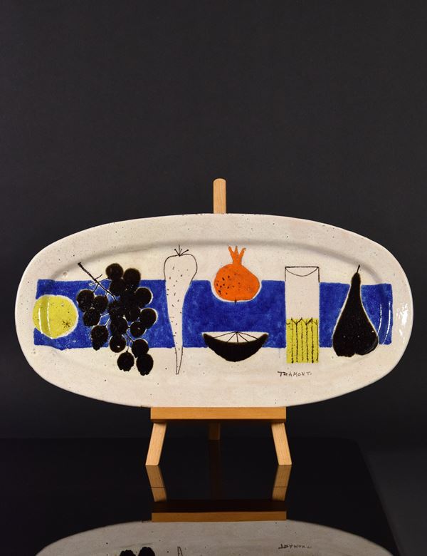 Guerrino Tramonti - Grande vassoio con natura morta