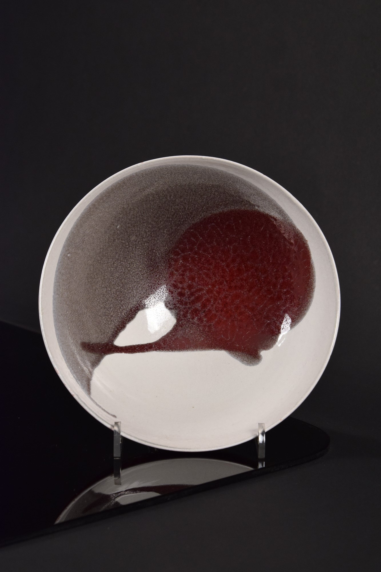Carlo Zauli - Ciotola in ceramica policroma con intervento in rosso