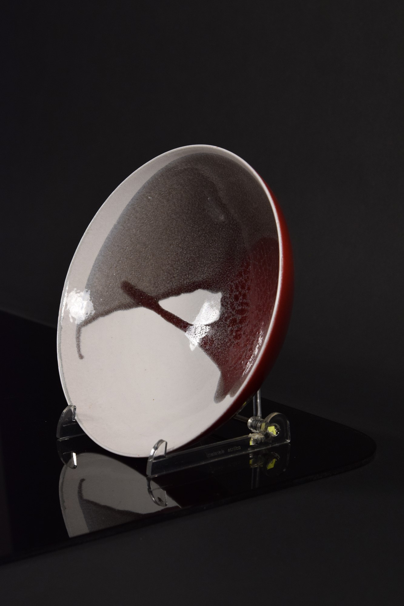Carlo Zauli - Ciotola in ceramica policroma con intervento in rosso