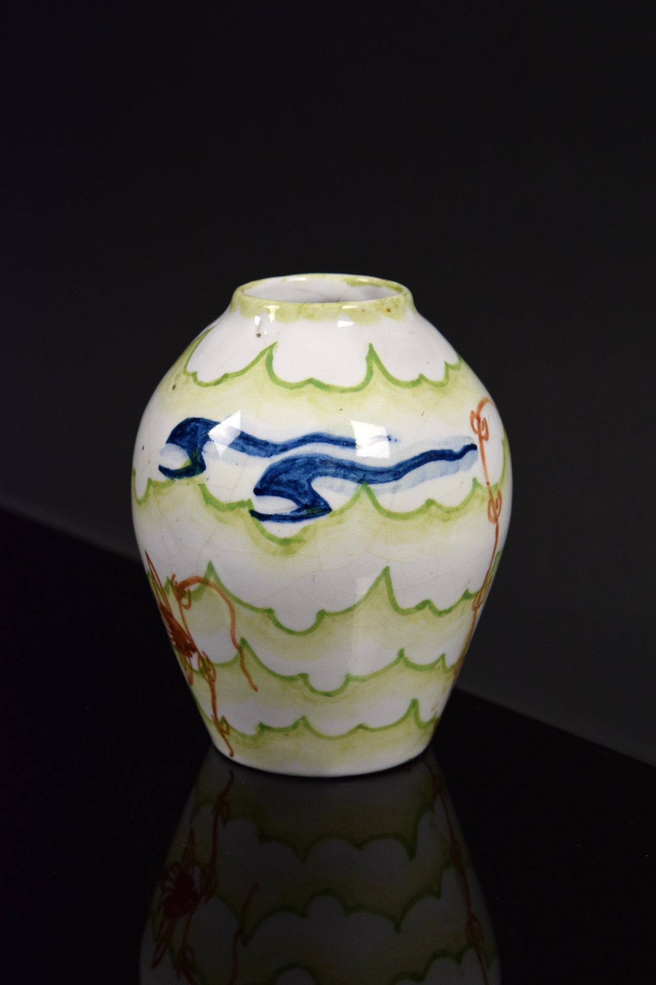 Manifattura Luigi Flamigni - Vasetto ovoidale in ceramica policroma