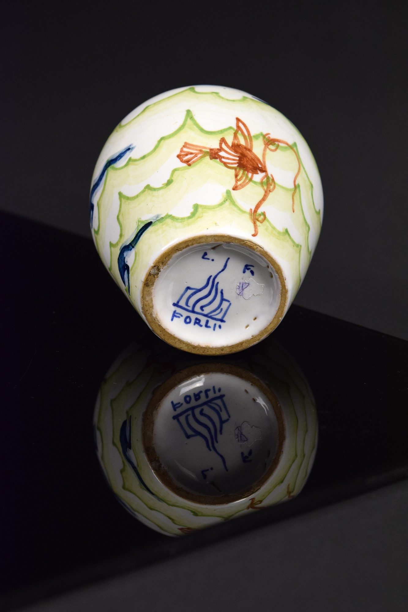 Manifattura Luigi Flamigni - Vasetto ovoidale in ceramica policroma