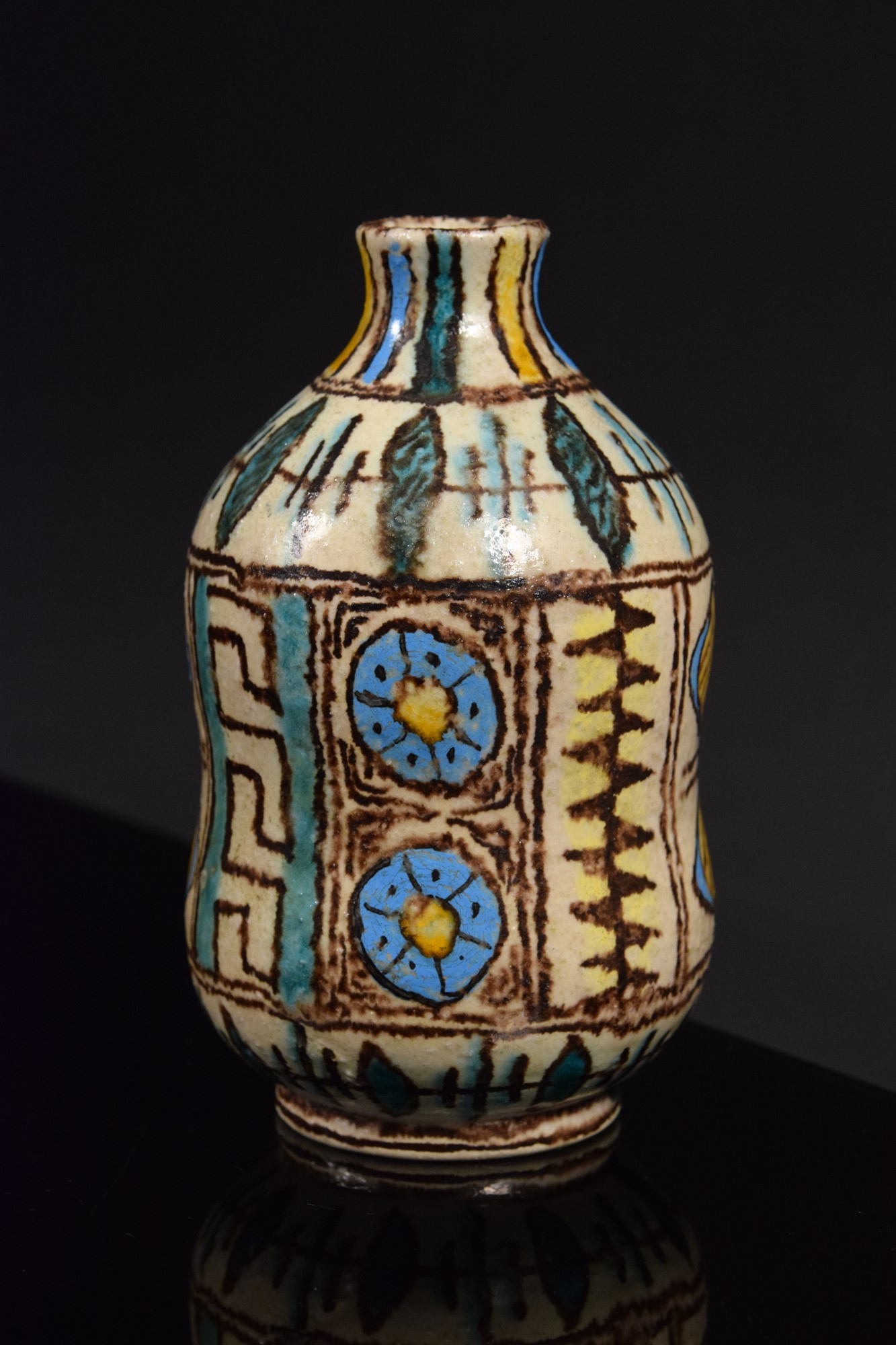 Uberto Zannoni - Vaso geometrico in ceramica policroma