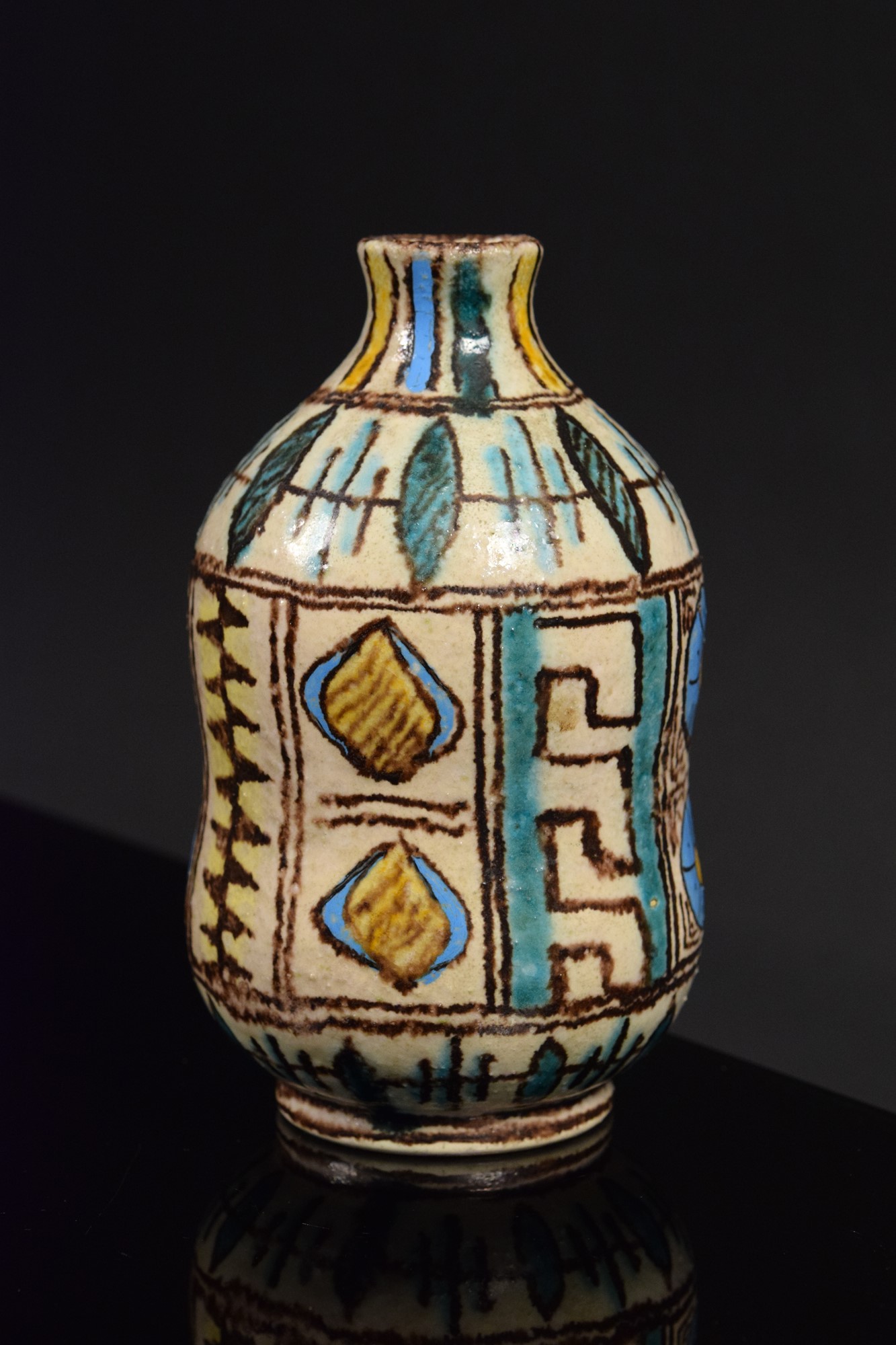 Uberto Zannoni - Vaso geometrico in ceramica policroma