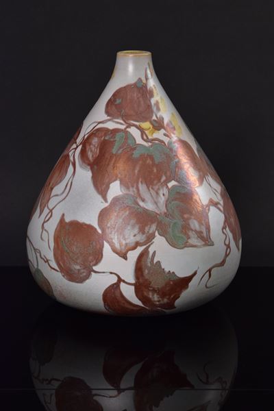 Grande vaso a goccia in ceramica policroma