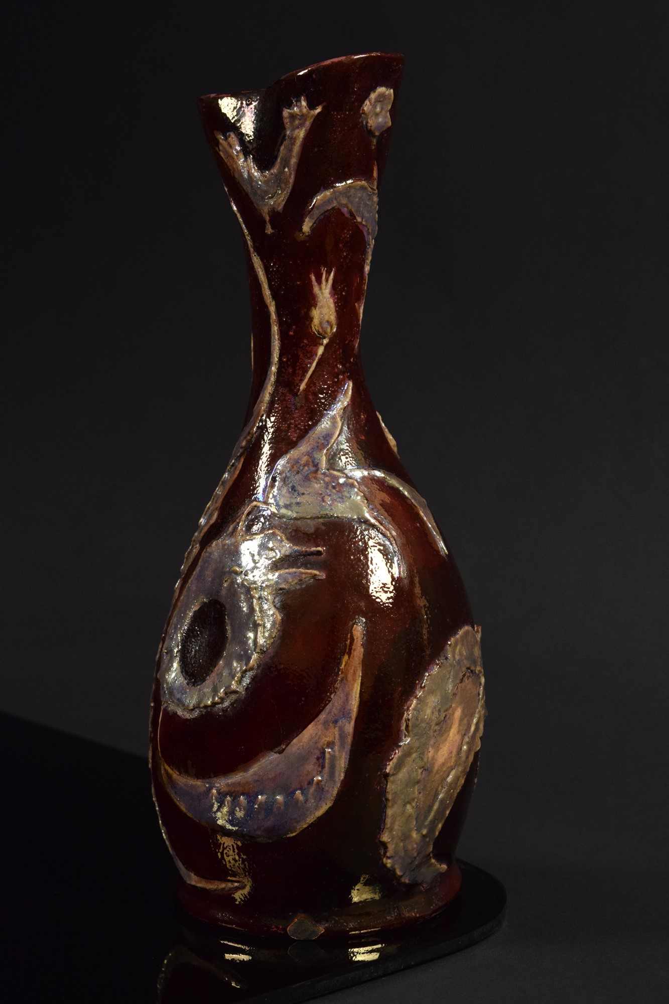 Pietro Melandri - Vaso a collo stretto in ceramica policroma lustrata