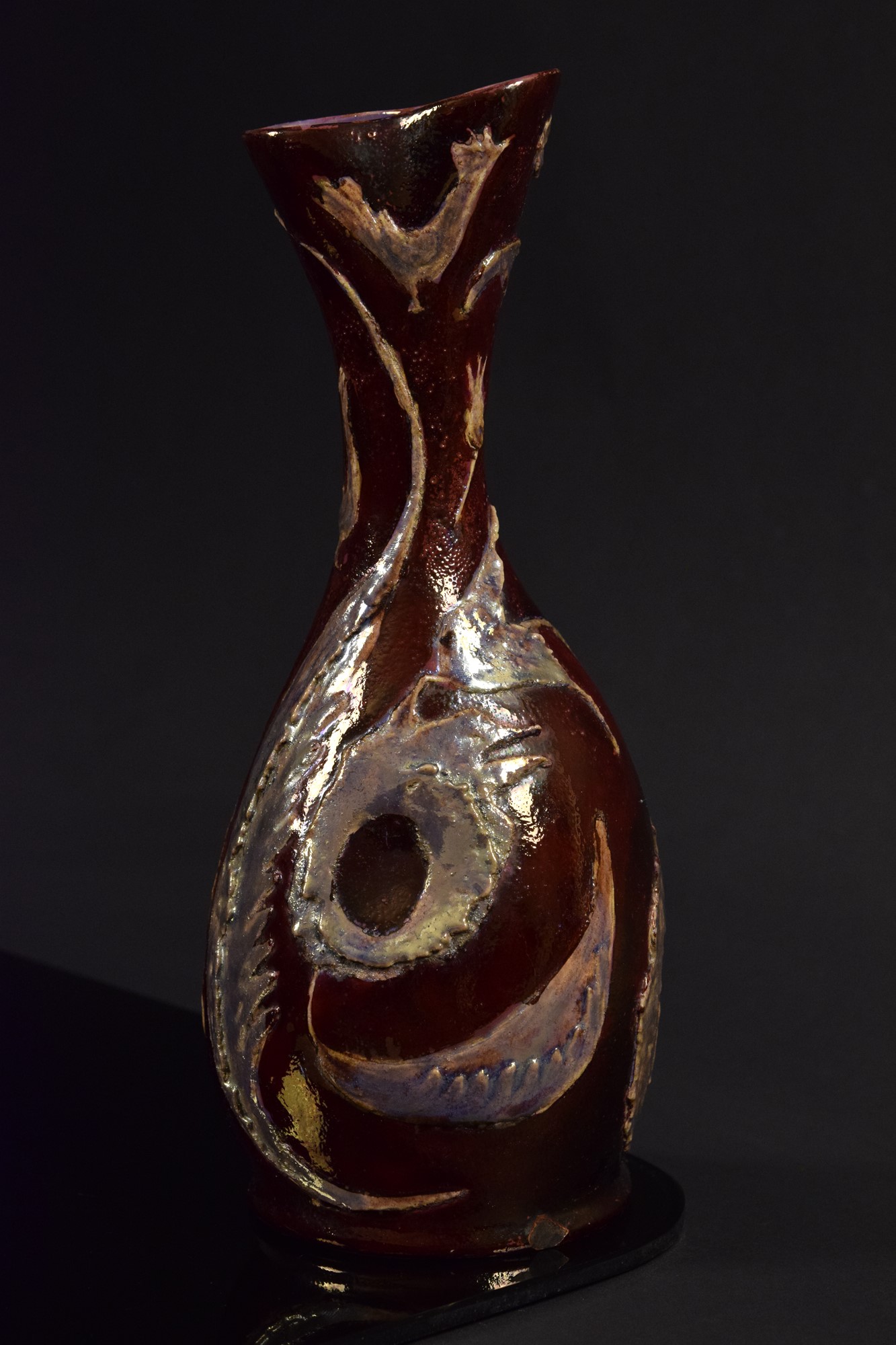 Pietro Melandri - Vaso a collo stretto in ceramica policroma lustrata