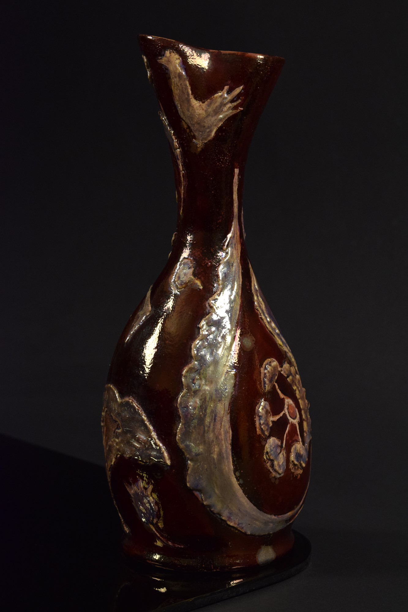Pietro Melandri - Vaso a collo stretto in ceramica policroma lustrata