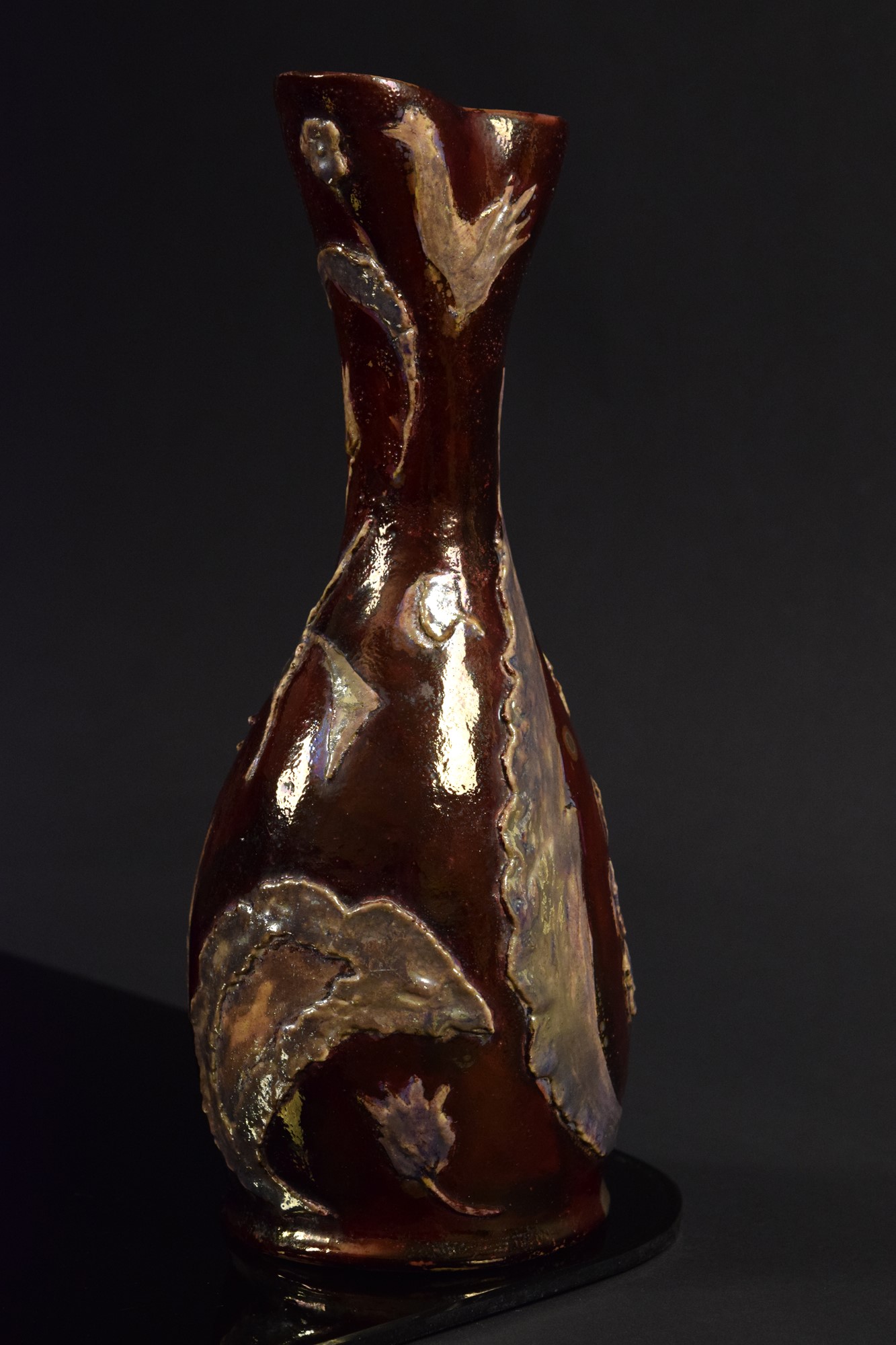 Pietro Melandri - Vaso a collo stretto in ceramica policroma lustrata
