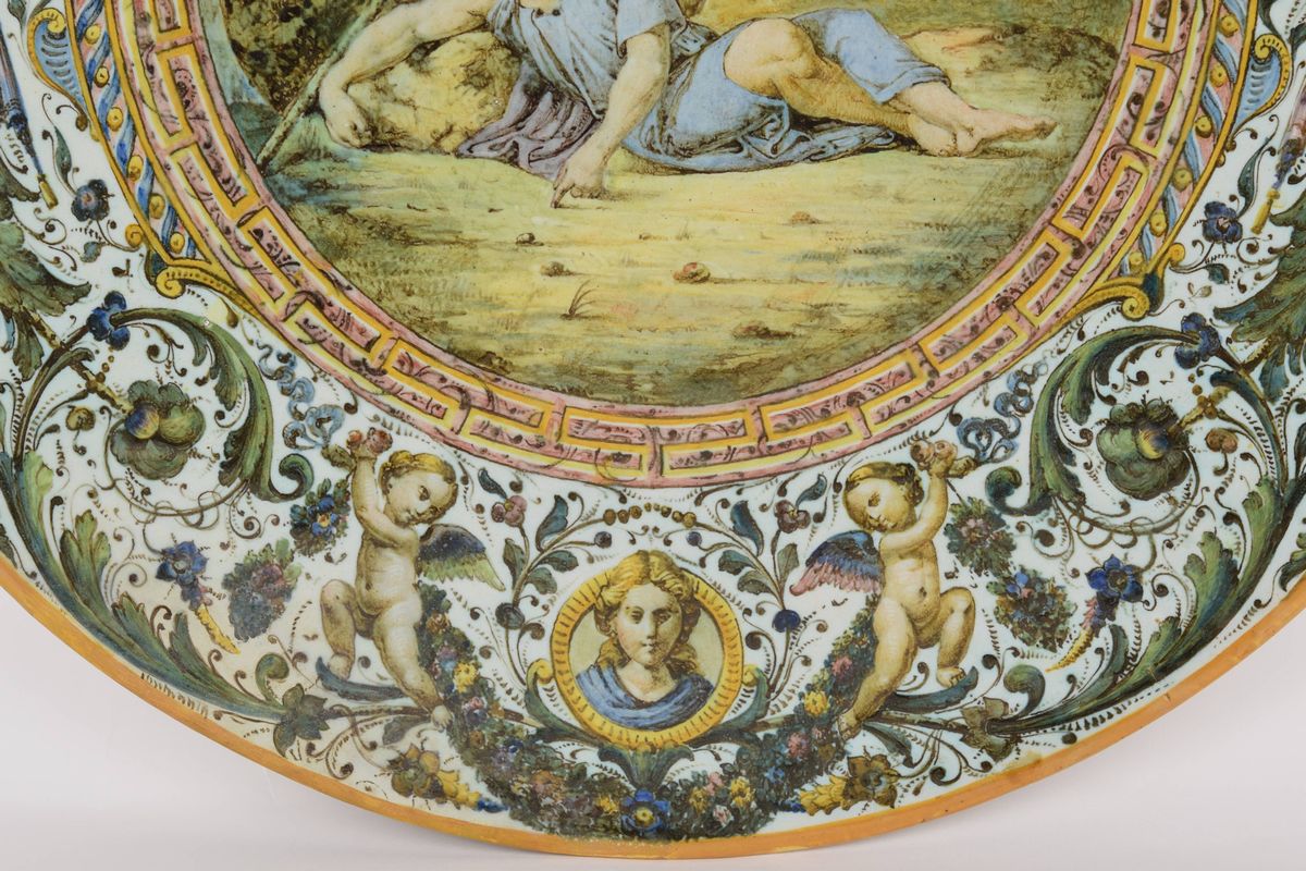 Raro piatto da parata, Faenza, seconda metà del XIX secolo