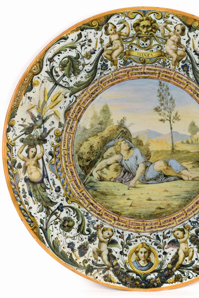 Raro piatto da parata, Faenza, seconda metà del XIX secolo