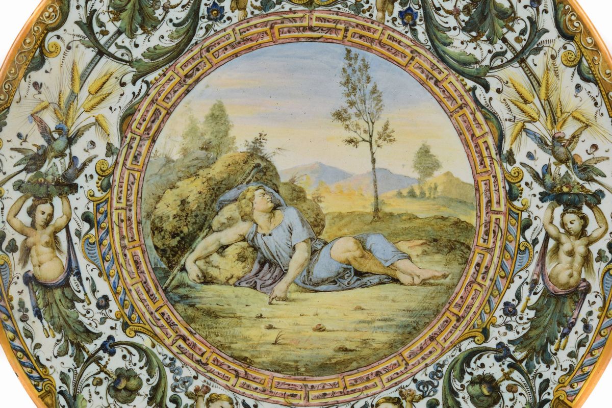 Raro piatto da parata, Faenza, seconda metà del XIX secolo