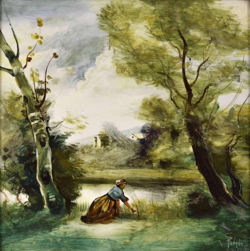 Quadretto in ceramica dipinta