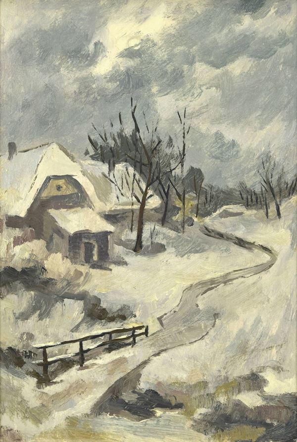 Mario Ortolani - Paesaggio con neve